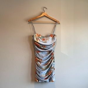 Nookie ruched floral dress XS